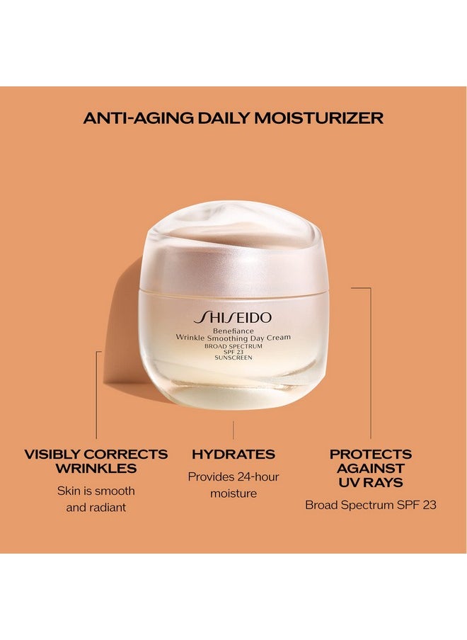 Shiseido Benefiance Wrinkle Smoothing Day Cream - 50 mL - Broad-Spectrum SPF 23 Anti-Aging Moisturizer - Visibly Corrects Wrinkles & Intensely Hydrates - Non-Comedogenic