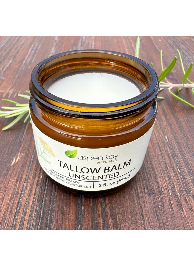 Aspen Kay Naturals Handmade 100% Grass Fed Beef Tallow Balm for Skin Care, Organic Moisturizer + Chamomile, Yarrow & Calendula (Unscented) Organic Body Butter - 2 fl. oz. Made in USA