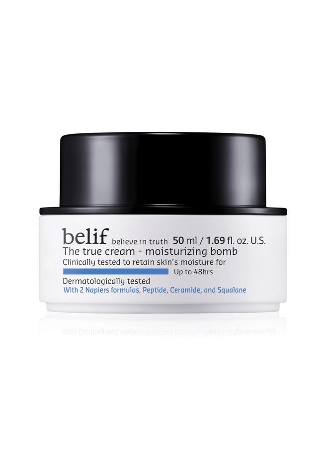 belif The True Cream Moisturizing Bomb 50ml, 48hrs of Moisture & Hydration, Peptide, Ceramide, Squalane, Restores Skin Barrier, Daily Face Cream, For All Skin Types, Korean Skin Care Moisturizer