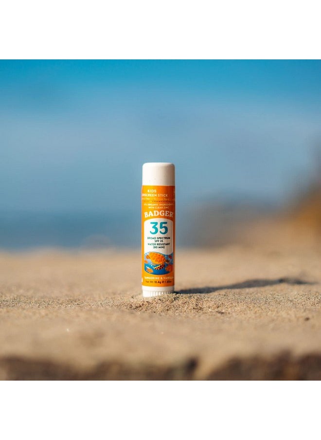 Badger Mineral Kids Sunscreen Face Stick SPF 35, Zinc Oxide Travel Size Sunscreen Stick for Kids, 97% Organic Ingredients, Reef Safe, Water Resistant, .65 oz, 2-Pack