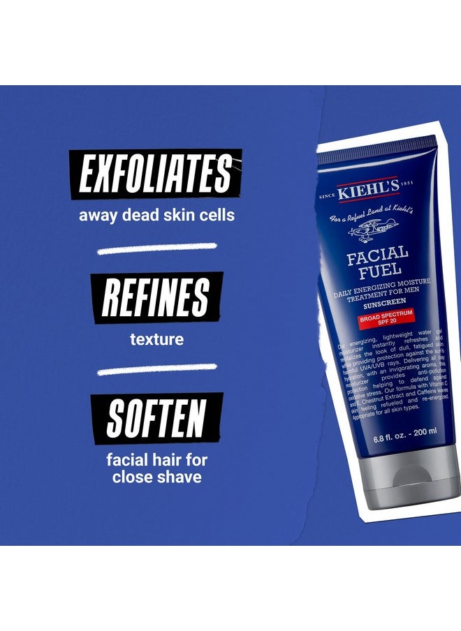 Kiehl's Facial Fuel Moisturizer with SPF 20 for Men, Energizing Face Moisturizer for Dull Skin, Non-Greasy Feel, Hydrating Lotion & Broad Spectrum Sunscreen, with Caffeine & Vitamin C - 2.5 fl oz