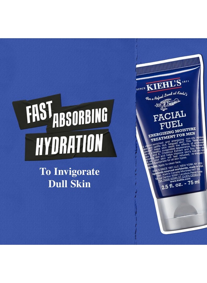 Kiehl's Facial Fuel Moisturizer, Men's Face Cream, with Vitamin C and Caffeine that Contain Antioxidants to Help Energize and Reduce Dullness, Non-Greasy, Paraben, and Sulfate Free - 6.8 fl oz