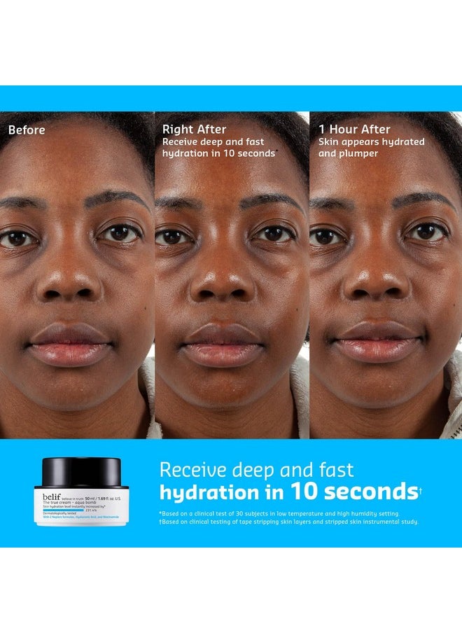 belif The True Cream Aqua Bomb 50ml, Daily Lightweight Facial Moisturizer, Hydrating & Plumping Face Cream, Hyaluronic Acid, Niacinamide, Squalane, For All Skin Types, No Mineral Oils Korean Skin Care