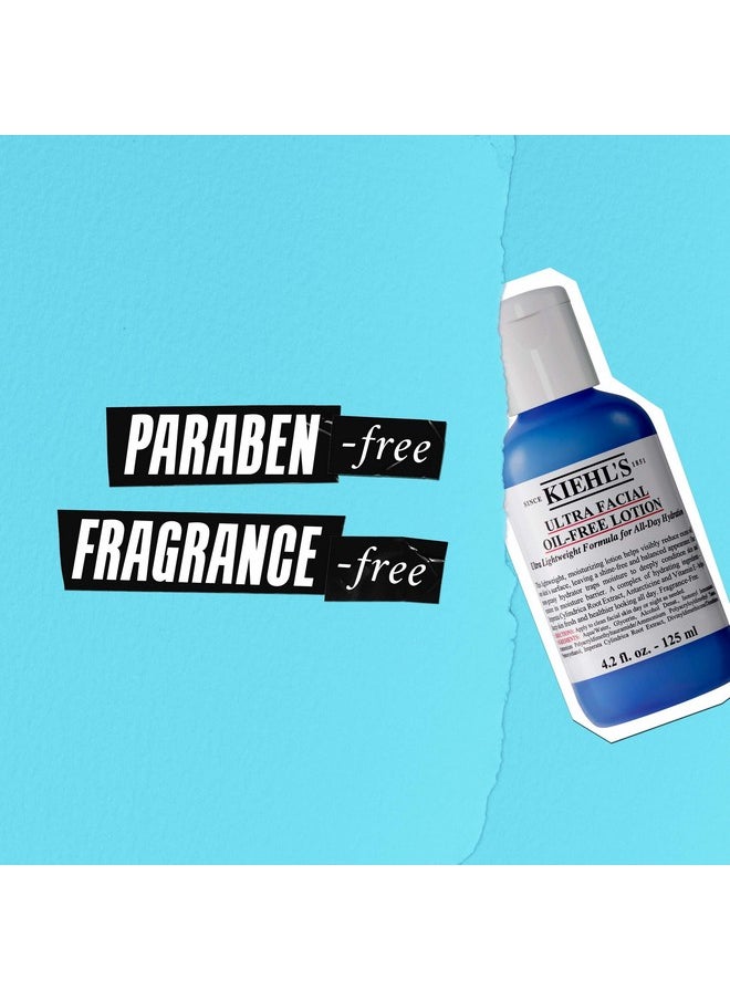 Kiehl's Ultra Facial Oil-Free Lotion, Lightweight Moisturizer for Oily to Normal Skin, Visibly Reduces Excess Oil, with Glacial Glycoprotein & Vitamin E, Paraben-free, Fragrance-free - 4.2 fl oz