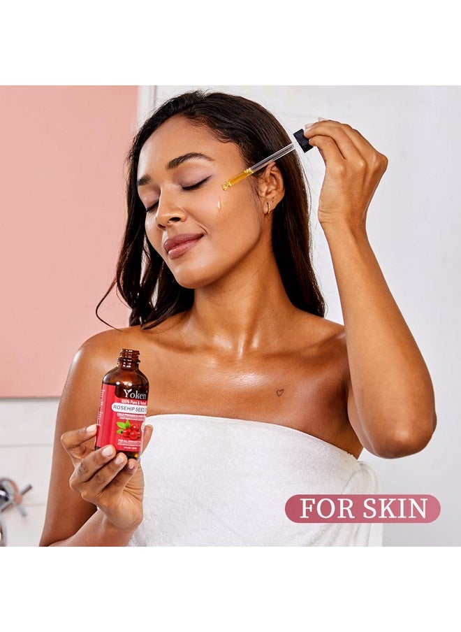 Yoken Rosehip Seed Oil For Face,100% Pure Rosehip oils For Skin,Scars,Hair & Nails.4 fl Oz Cold Pressed Rose Hips Oil For Skin Care, Anti-Aging, Scar Treatment, GUA SHA Massage DIY