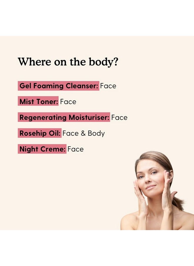 Essano Rosehip Oil Skin Care Set, Treat Your Skin Travel Size Pack Includes Face Cleanser, Mist Toner, Rosehip Oil, Face Moisturizer & Night Cream with Rosehip Oil, Jojoba Oil, Aloe Vera & Shea Butter