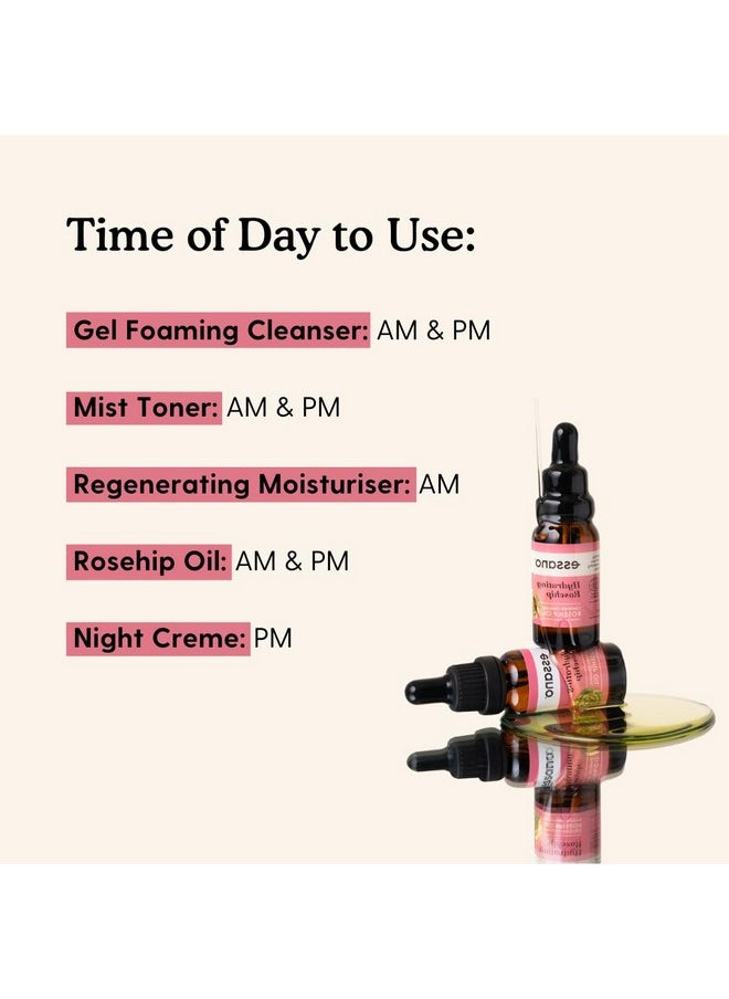 Essano Rosehip Oil Skin Care Set, Treat Your Skin Travel Size Pack Includes Face Cleanser, Mist Toner, Rosehip Oil, Face Moisturizer & Night Cream with Rosehip Oil, Jojoba Oil, Aloe Vera & Shea Butter