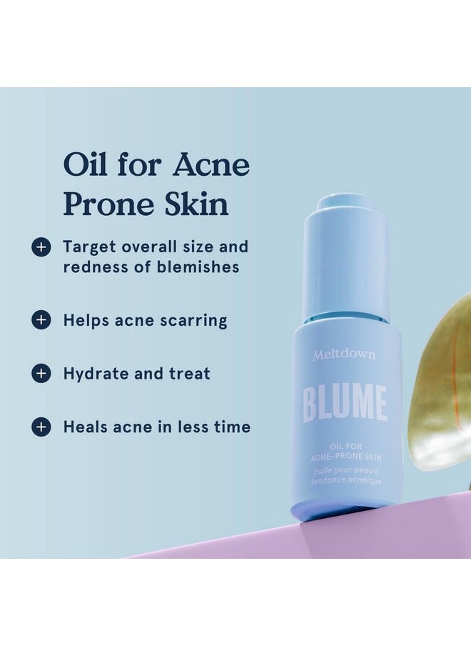 Blume Meltdown - Blue Tansy Face Oil - Acne Treatment + Pore Minimizer for Face - Skin-Smoothing Face Serum with Rosehip Oil, and Black Cumin Seed Oil - Helps Calm Redness and Improve Texture (0.5 oz)
