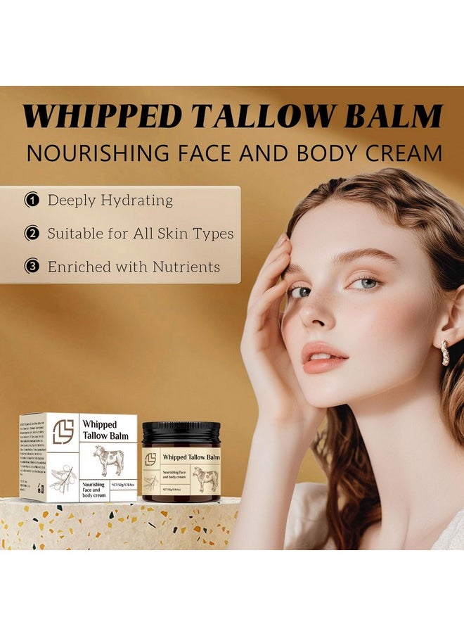 Lanthome Whipped Tallow Balm for Nourishing Face and body cream, Organic Body Butter with Jojoba Seed Oil,Moisturizer,Hydrating Tallow Balm-50G