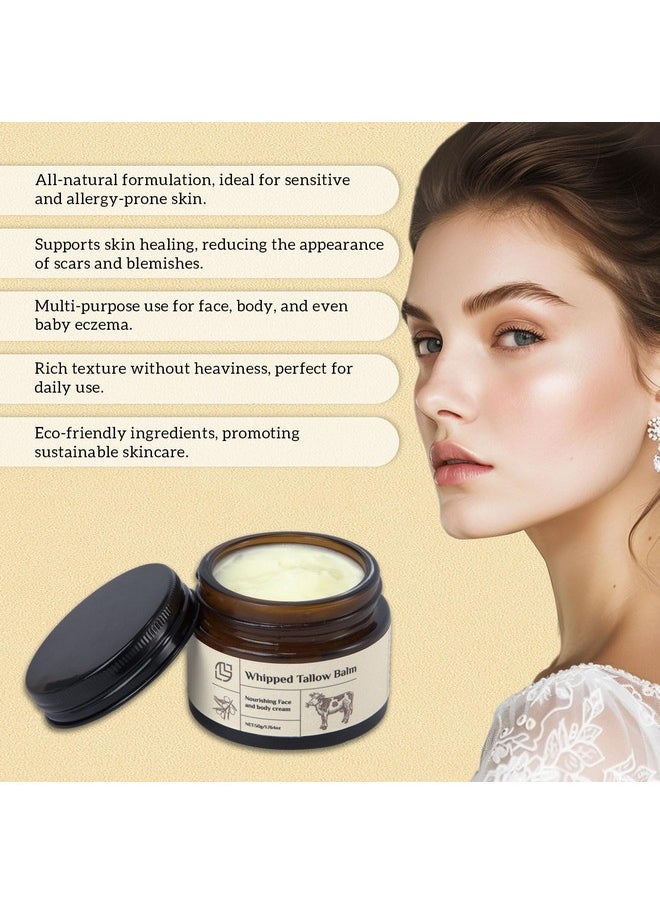 Lanthome Whipped Tallow Balm for Nourishing Face and body cream, Organic Body Butter with Jojoba Seed Oil,Moisturizer,Hydrating Tallow Balm-50G
