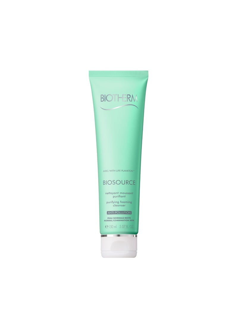 Biotherm Biosource Purifying Foaming Cleanser, Tonifying and Exfoliating Cleansing Gel with Biotech Plankton & Zinc for Radiant Skin, Toner, Gel, 5.07 Fl. Oz.