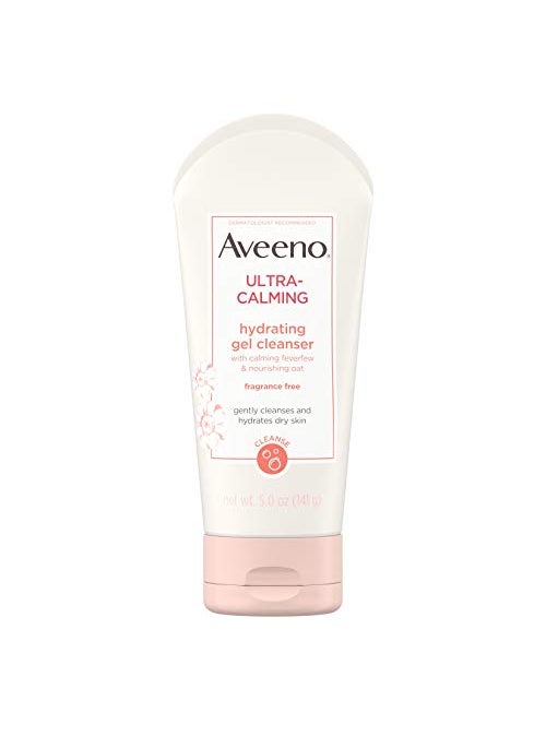 Aveeno Ultra-Calming Hydrating Gel Facial Cleanser with Calming Feverfew & Nourishing Oat, Hypoallergenic, Fragrance-Free & Non-Comedogenic, Unscented, 5 Ounce (Pack of 1)