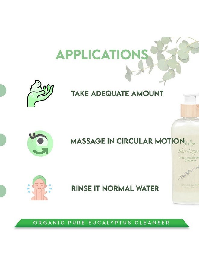 Shira Shir Organic Eucalyptus Cleanser Hydrating Facial Cleanser for Normal to Oily Skin. Antibacterial Acne Cleanser with Eucalyptus (200 ml)