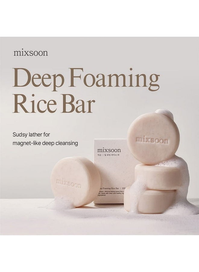 mixsoon Deep foaming Rice Bar 3.5 Ounce | Foaming facial cleanser with rice powder | Deep cleansing | Hypoallergenic clinical tested | Zero waste foam cleanser