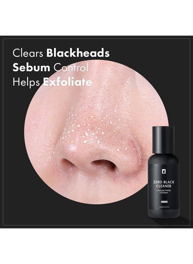 TOSOWOONG Zero Black Cleaner, Blackhead Remover with Salicylic Acid, Witch Hazel and Charcoal, Exfoliating Face Wash, Sebum Softener and Chemical Peel for Face, Korean Skin Care, 50ml, 1.69 fl. oz.