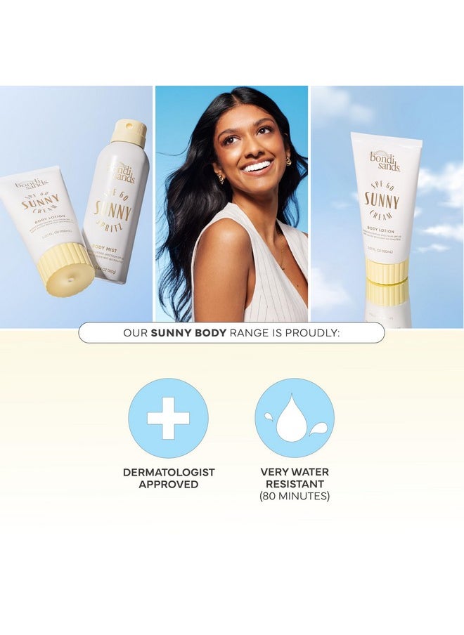 Bondi Sands Sunny Cream SPF 60 Body Lotion, Hydrating + Nourishing Broad Spectrum Sunscreen, Dermatologist-Approved, Water-Resistant, 5.07 Fl Oz