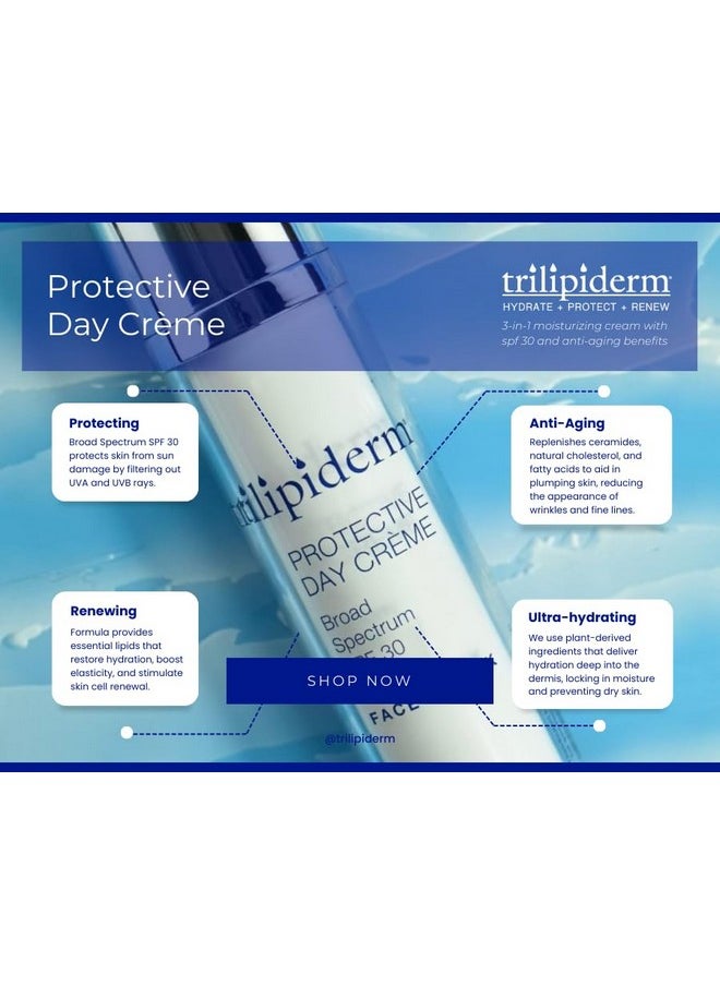 Trilipiderm Beach Lover Bundle - All-Body Moisture Retention Crème & Protective Day Crème Broad Spectrum SPF 30, Sunscreen Lotion Set for Face and Body, Travel Size
