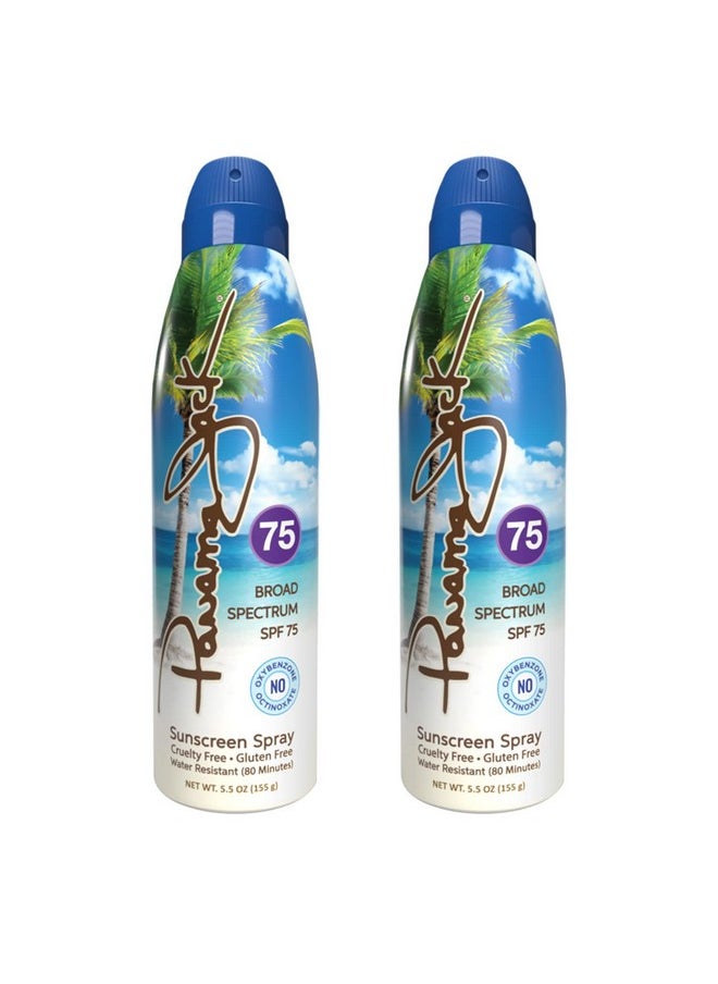 Panama Jack Continuous Spray Sunscreen - SPF 75, Broad Spectrum UVA/UVB Protection, PABA, Paraben, Gluten & Cruelty Free, Water Resistant (80 Minutes), 5.5 OZ (Pack of 2)