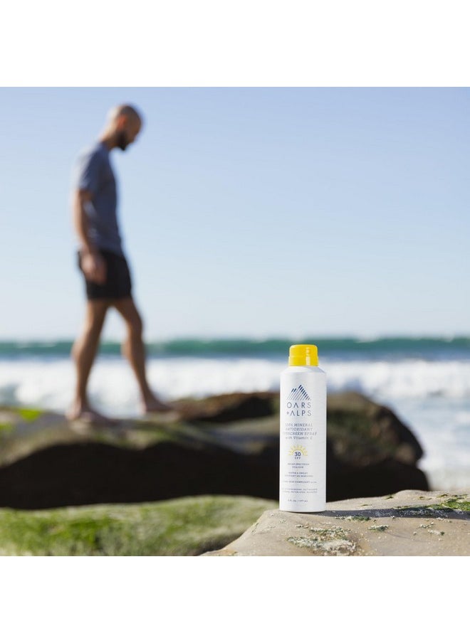 Oars + Alps Mineral SPF 30 Sunscreen Spray, Infused with Vitamin E and Antioxidants, Water and Sweat Resistant, 6 Oz, 2 Pack