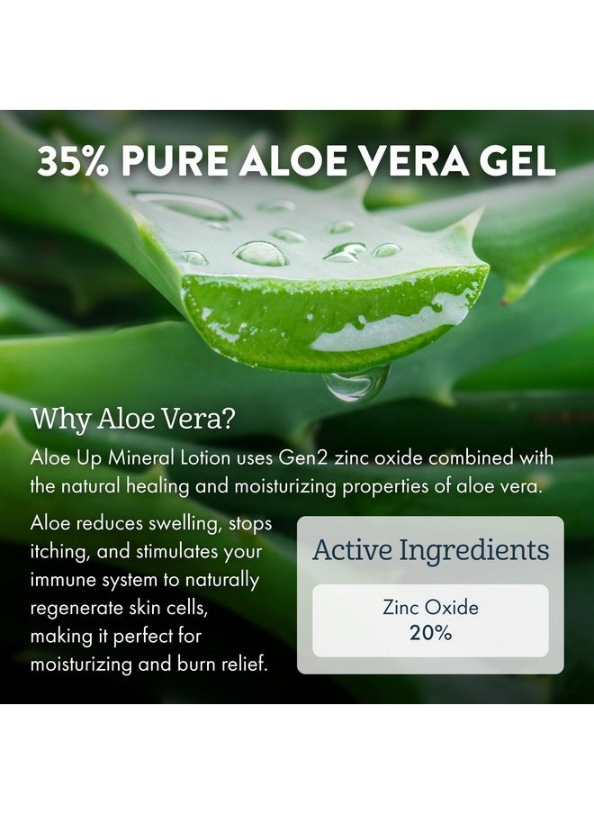 Aloe Up Mineral Sunscreen Lotion SPF 33 Broad Spectrum UVA/UVB Sunscreen Protector for Face and Body-With Gen2 Zinc Oxide and Aloe Vera Gel Dries Clear Reef Safe Coco-Mango Fragrance - 3 Oz