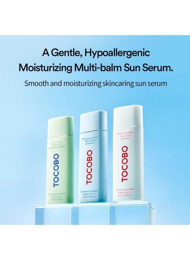 TOCOBO Cica Calming Sun Serum SPF50 PA++++ 50 ml 1.69 fl. oz - Fermented Cica Complax, Cape Aloe Leaf Extract, Soothing Overheated Skin, Reduces Skin Tempetature