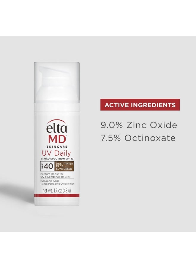 EltaMD UV Daily SPF 40 Tinted Face Sunscreen Moisturizer, Deep Tinted Sunscreen for Face Moisturizers, 1.7 oz Pump