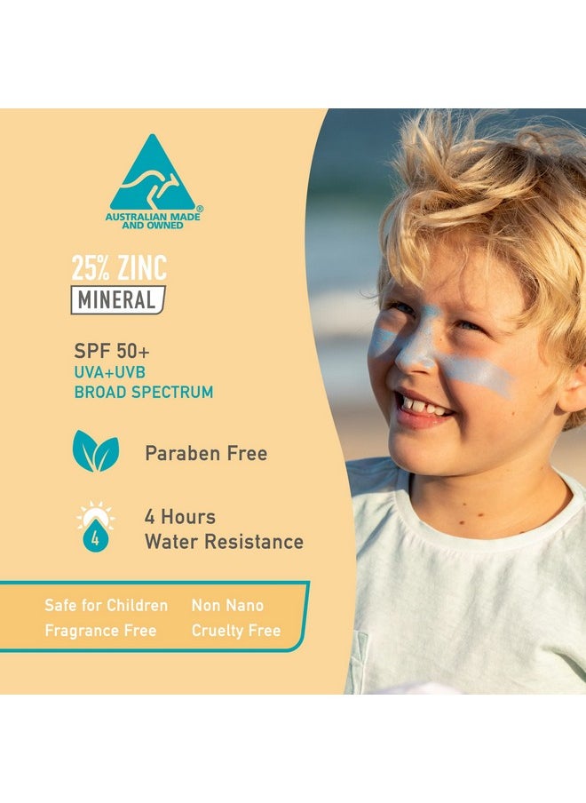 Sun Zapper Zinc Stick Mineral Sunscreen Blue SPF 50+ Water Resistant for Face & Body, Adults, Kids, 4-Pack Broad Spectrum Sun Block, Made in Australia