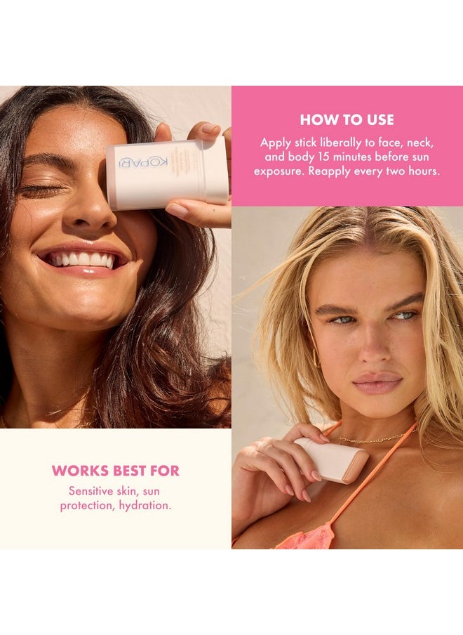 Kopari PURE PROTECT 100% Mineral Sunscreen Stick SPF 50+ Clear Zinc Oxide Face and Body Sunscreen with Hydrating Argan Oil, Shea Butter, Sheer Finish, Ultra-Portable, for Easy Reapplication