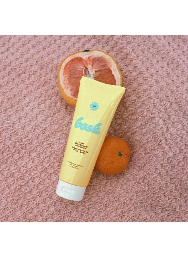 Bask Suncare SPF 30 Sheer Moisturizing Sunscreen Lotion - Broad Spectrum UVA/UVB Protection, Dermatologist Recommended, Hydrating, Lightweight & Fast Absorbing, No White Cast, Travel Size, 3.4 fl oz
