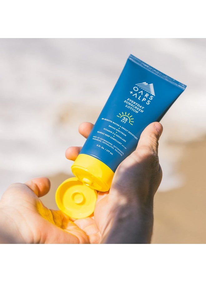 Oars + Alps Everyday SPF 35 Sunscreen Body Lotion, Infused with Aloe Leaf Juice and Vitamin E, Water and Sweat Resistant, 6 Fl Oz Each, 2 Pack