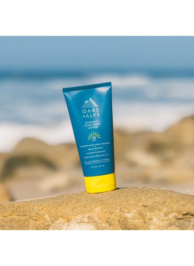 Oars + Alps Everyday SPF 35 Sunscreen Body Lotion, Infused with Aloe Leaf Juice and Vitamin E, Water and Sweat Resistant, 6 Fl Oz Each, 2 Pack
