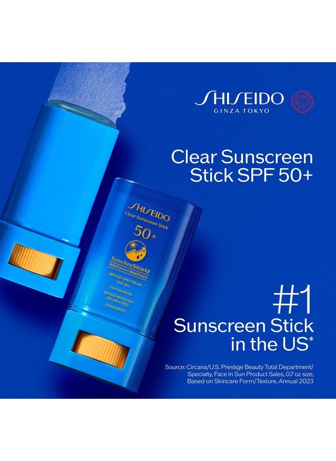 Shiseido Clear Sunscreen Stick SPF 50+ - Invisible Broad-Spectrum Face Sunscreen - Wear Under & Over Makeup - Lightweight Formula - All Skin Types