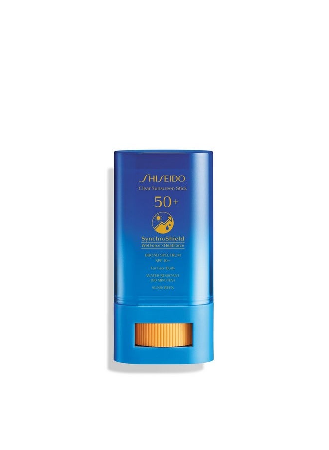 Shiseido Clear Sunscreen Stick SPF 50+ - Invisible Broad-Spectrum Face Sunscreen - Wear Under & Over Makeup - Lightweight Formula - All Skin Types