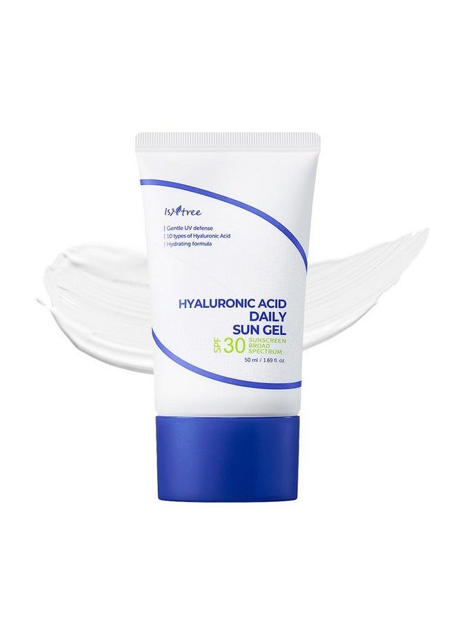 ISNTREE Hyaluronic Acid Daily Sun Gel 50ml, 1.69 fl oz | SPF 30 | Moisturizing Sunscreen | No White Cast | Lightweight | Mild Formula | Korean Skincare