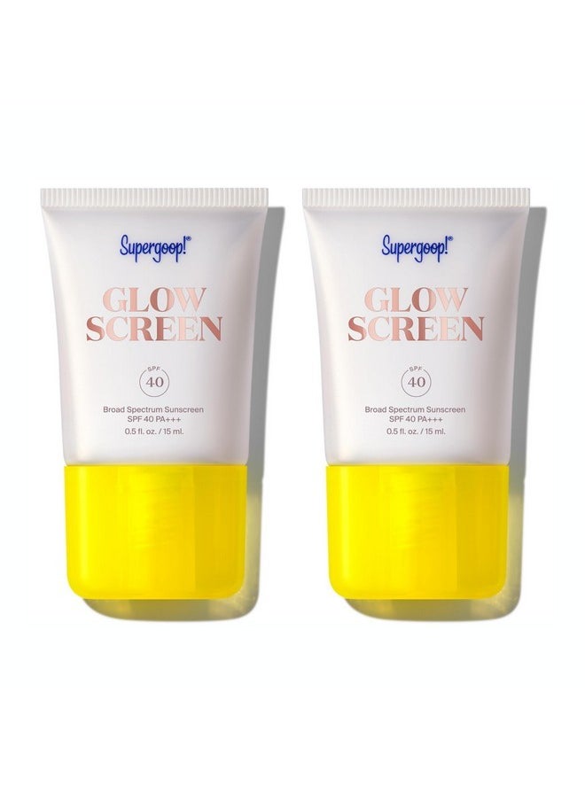 Supergoop! Glowscreen (SPF 40) - 0.5 fl oz, Pack of 2 - Glowy Primer + Broad Spectrum Sunscreen - Helps Filter Blue Light - Boosts Hydration with Hyaluronic Acid, Vitamin B5 & Niacinamide
