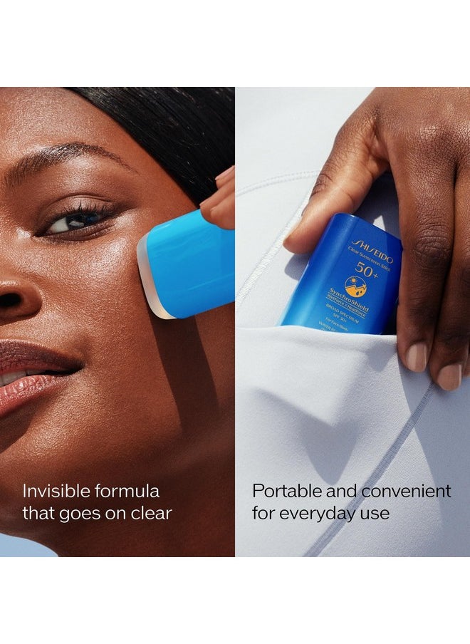 Shiseido Clear Sunscreen Stick SPF 50+ - Pack of 2 - Invisible Broad-Spectrum Face Sunscreen - Wear Under & Over Makeup - Lightweight Formula - All Skin Types