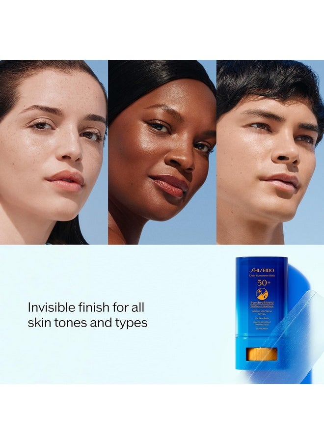 Shiseido Clear Sunscreen Stick SPF 50+ - Pack of 2 - Invisible Broad-Spectrum Face Sunscreen - Wear Under & Over Makeup - Lightweight Formula - All Skin Types