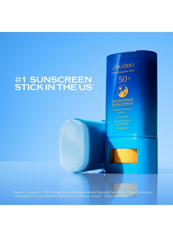 Shiseido Clear Sunscreen Stick SPF 50+ - Pack of 2 - Invisible Broad-Spectrum Face Sunscreen - Wear Under & Over Makeup - Lightweight Formula - All Skin Types