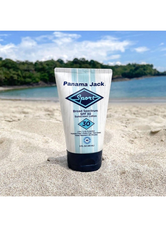 Panama Jack Sport Sunscreen Lotion - SPF 30, Broad Spectrum UVA/UVB Protection, Non-Greasy, PABA, Paraben, Gluten & Cruelty Free, 3 FL OZ (Pack of 6)