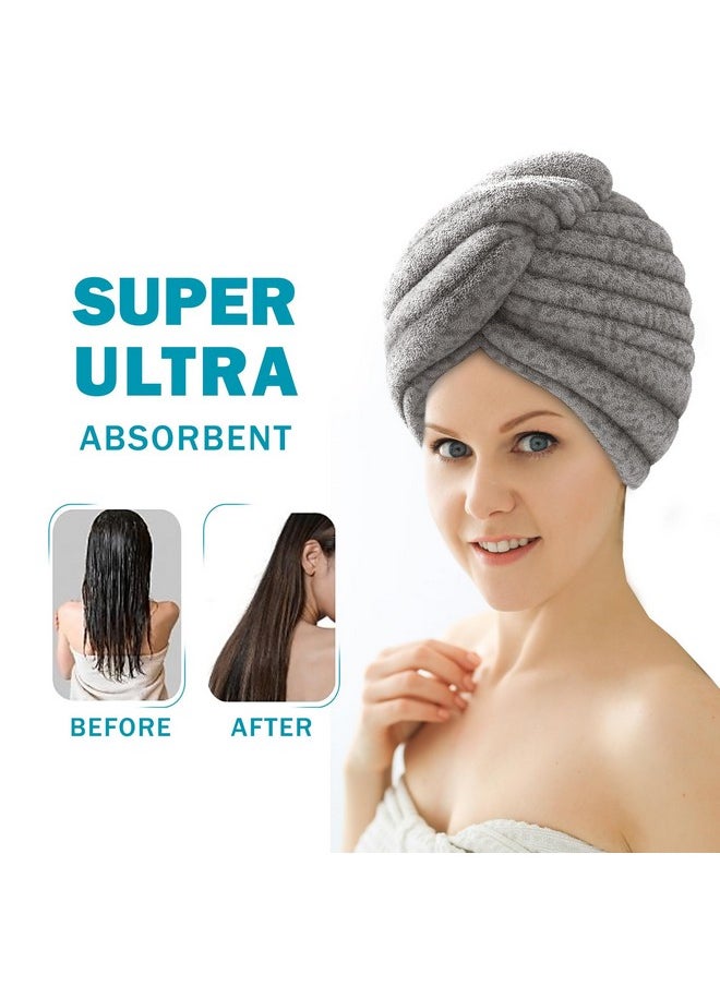 Microfiber Hair Towel Wrap & Shower Cap Set, Quick Dry, Super Absorbent, Anti-Frizz Turban & Reusable, Waterproof Bath Hat for Women, Adjustable Fit for Curly, Long & All Hair Types