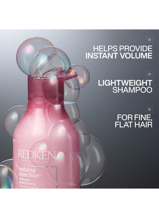 Redken Volume Injection Shampoo | Lightweight Volume Shampoo For Fine Hair | Adds Volume, Lift, and Body to Flat Hair | Soft, Shiny Finish | Paraben Free