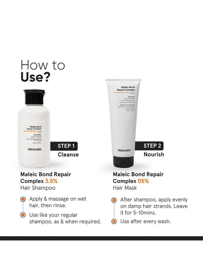 Maleic Bond Repair Complex 3.5% Hair Shampoo With Ceramide, Coconut Oil & Betaine | For Damaged & Frizzy Hair | For Women & Men | For All Hair Types | 100 Ml (Pack Of 1)