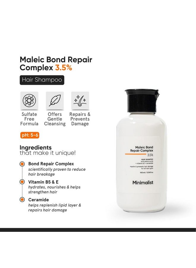 Maleic Bond Repair Complex 3.5% Hair Shampoo With Ceramide, Coconut Oil & Betaine | For Damaged & Frizzy Hair | For Women & Men | For All Hair Types | 100 Ml (Pack Of 1)