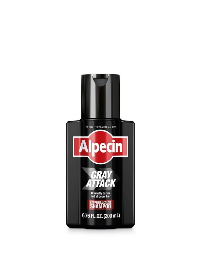 Alpecin Gray Attack Caffeine & Color Shampoo for Men 6.76 Fl Oz | Gradually Darker and Stronger Hair | Natural Looking Color Effect for Less Grays | Leaves Hair Feeling Stronger