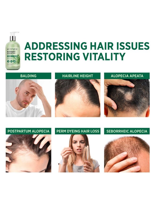 Svvimer Rosemary Hair Growth Shampoo: Thickening and Regrowth Formula for Men & Women - Rosemary Mint Strengthening Shampoo with Tea Tree Oil Biotin - For Thinning Hair and Hair Loss 11.8 fl.oz