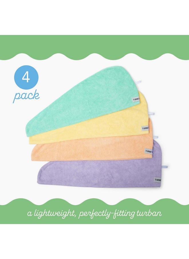 Turbie Twist 4-Pack Microfiber Hair Towel for Beauty, Travel, Gifting - Wrap Turban for Straight, Wavy & Curly Hair - Premium Personal Care - Bermuda, Purple, Lilac & Lemon