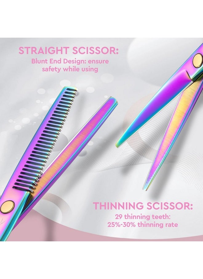 JASON Hair Cutting Scissors Set - Professional 10 PCS Haircut Scissors kit, Texturizing Scissors with 30 Teeth, Straight Shears for Barber, Hairdresser, Men, Women, Stylist (6.7