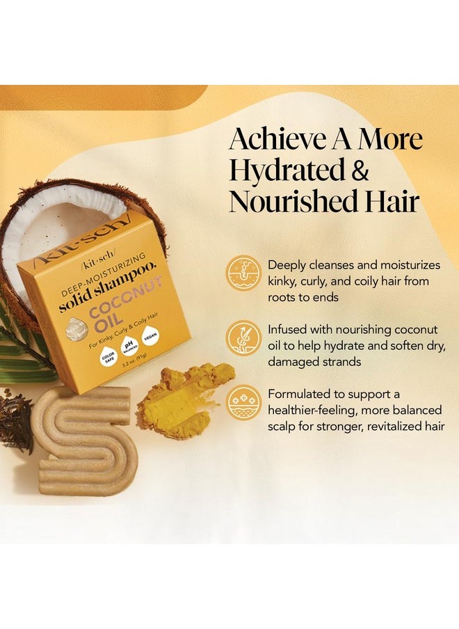Kitsch Coconut Oil Shampoo Bar, Deep Moisturizing Curly Hair Shampoo, Safe for Color Treated Hair, Paraben & Sulfate Free Formula, Plastic Free, Vegan & Cruelty Free Ingredients for Dry Hair, 3.2 oz