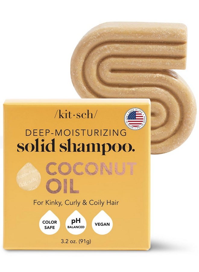 Kitsch Coconut Oil Shampoo Bar, Deep Moisturizing Curly Hair Shampoo, Safe for Color Treated Hair, Paraben & Sulfate Free Formula, Plastic Free, Vegan & Cruelty Free Ingredients for Dry Hair, 3.2 oz