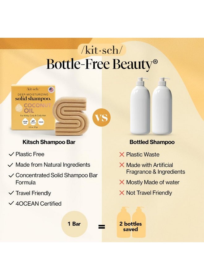 Kitsch Coconut Oil Shampoo Bar, Deep Moisturizing Curly Hair Shampoo, Safe for Color Treated Hair, Paraben & Sulfate Free Formula, Plastic Free, Vegan & Cruelty Free Ingredients for Dry Hair, 3.2 oz
